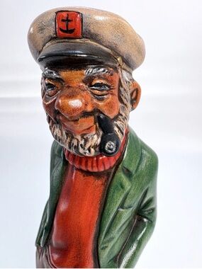 Vintage Atlantic Mold Co Old Man w/Pipe Sailor Fisherman Figure Ceramic 11"